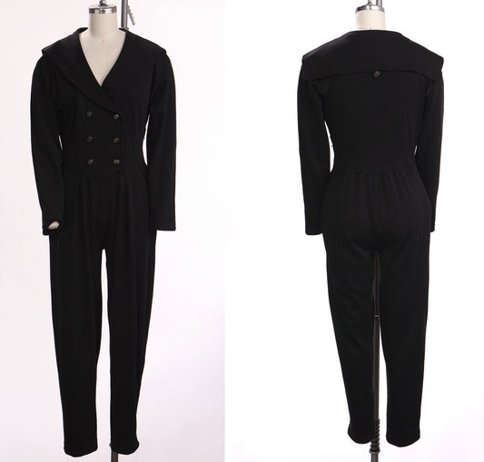 Vintage jumpsuit casual black women 90's y2k size medium ivy