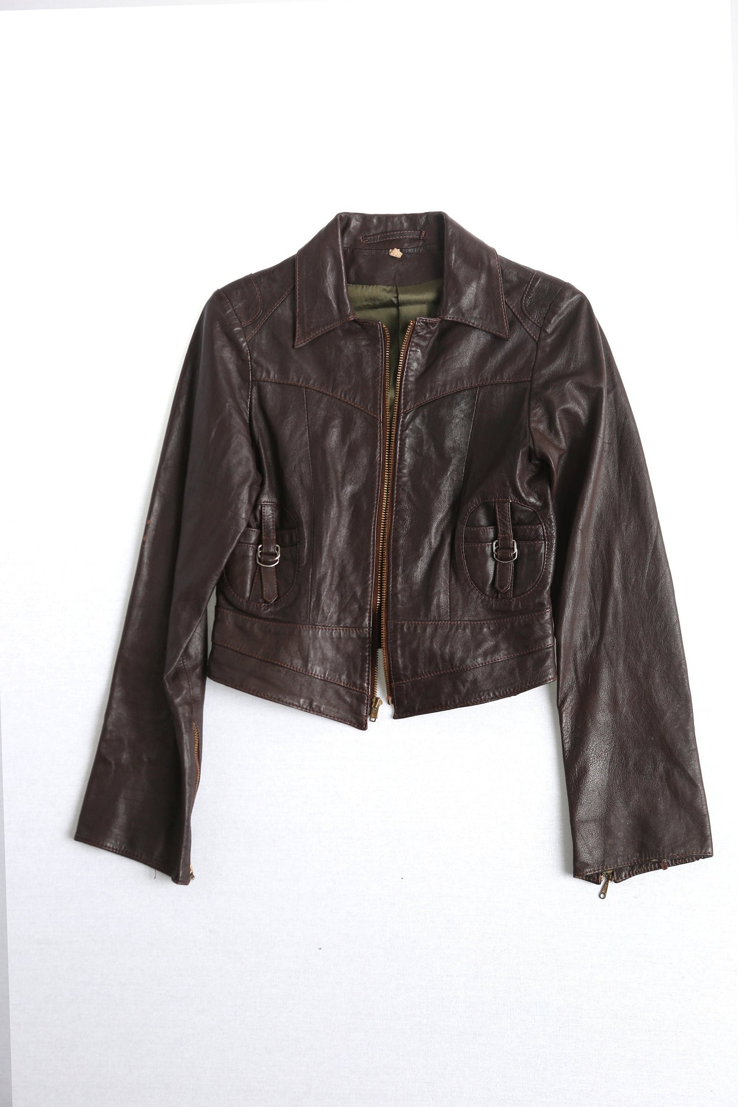 Vintage 70's biker leather jacket north beach honda patch eagle unisex men women hippie