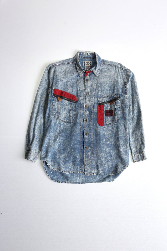 Vintage men denim shirt button up 90's cotler