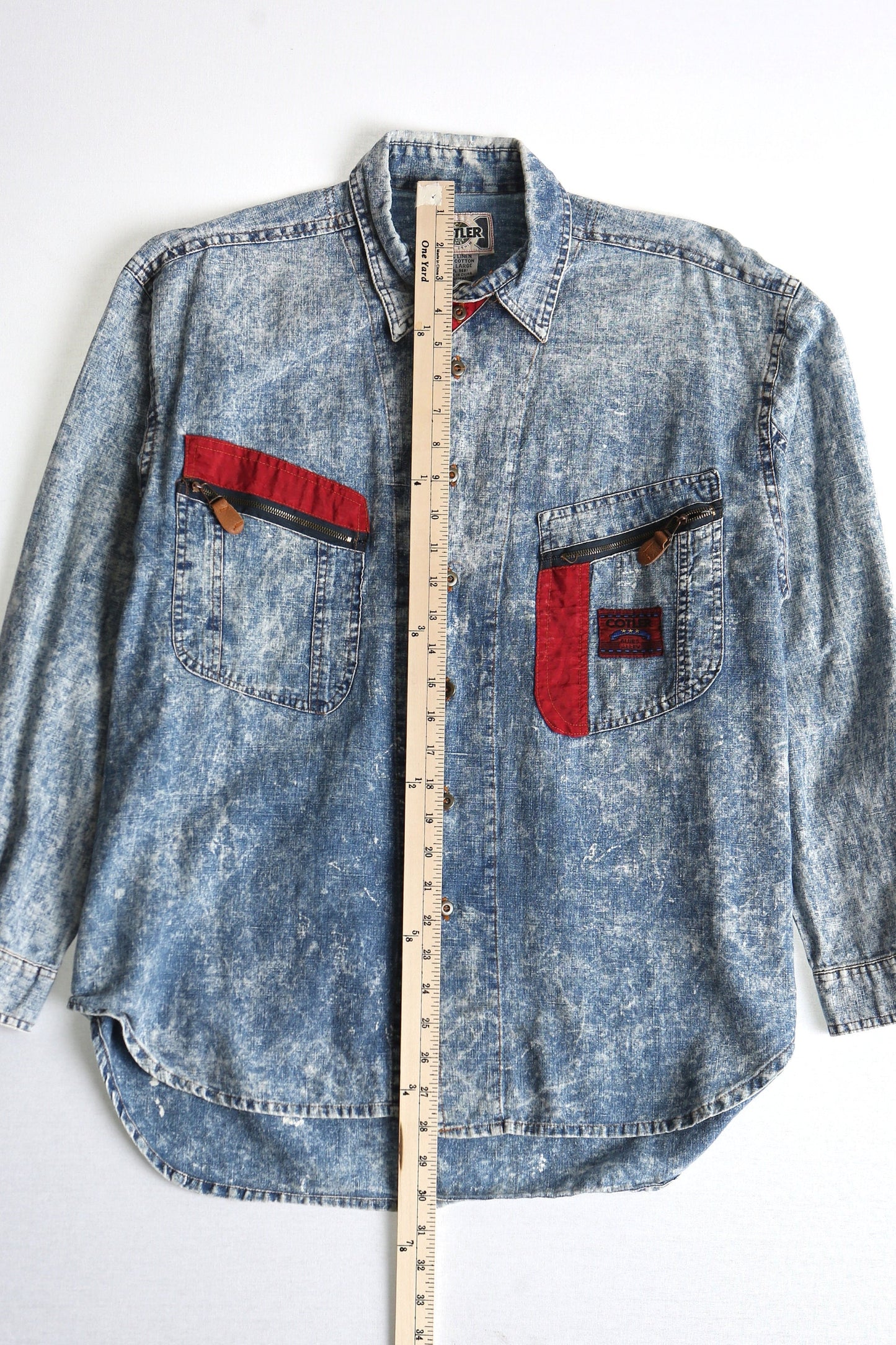 Vintage men denim shirt button up 90's cotler