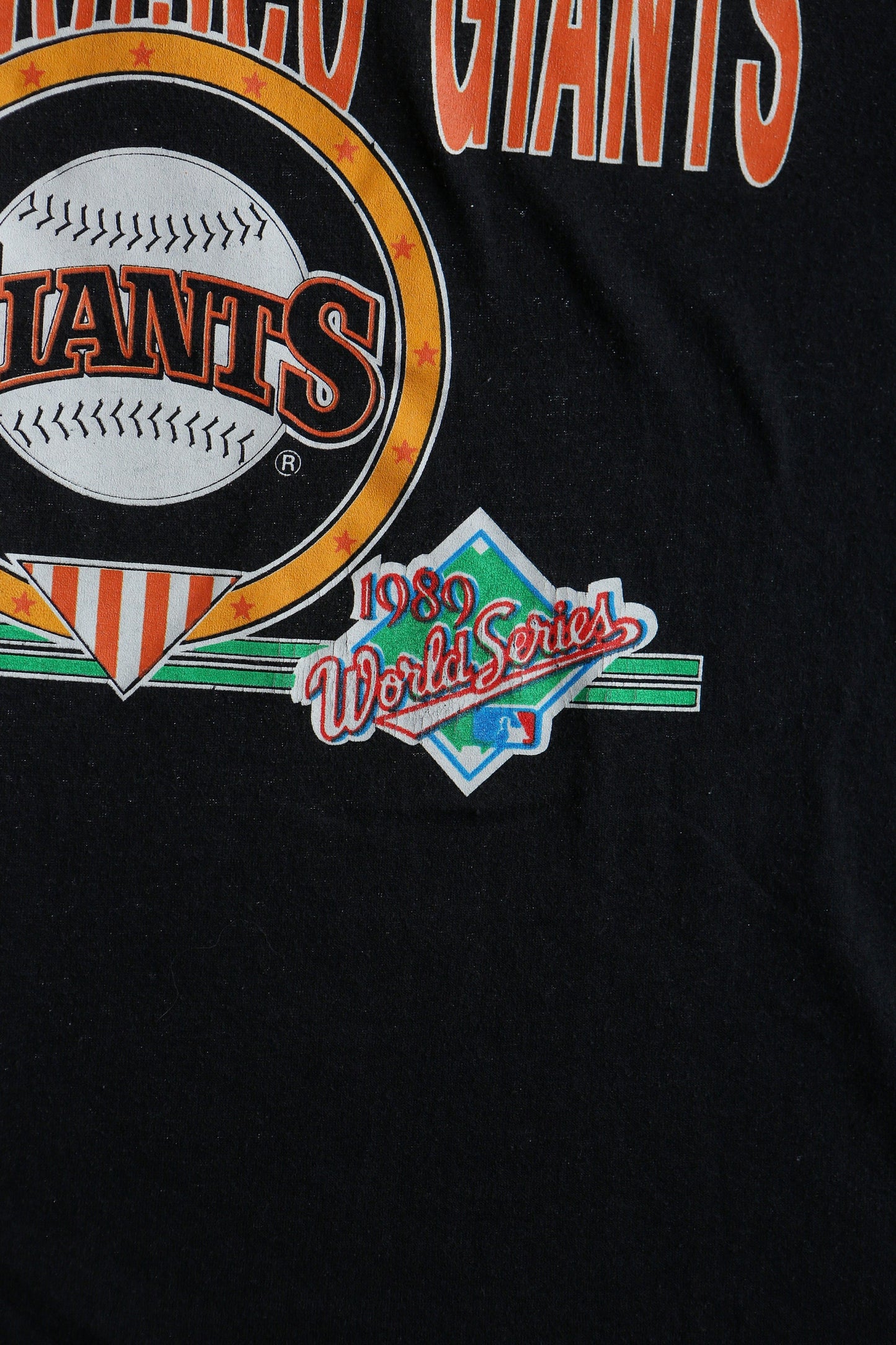 Nbl vintage t-shirt giants san francisco baseball black world series 1989 national league 7 logo label made in usa