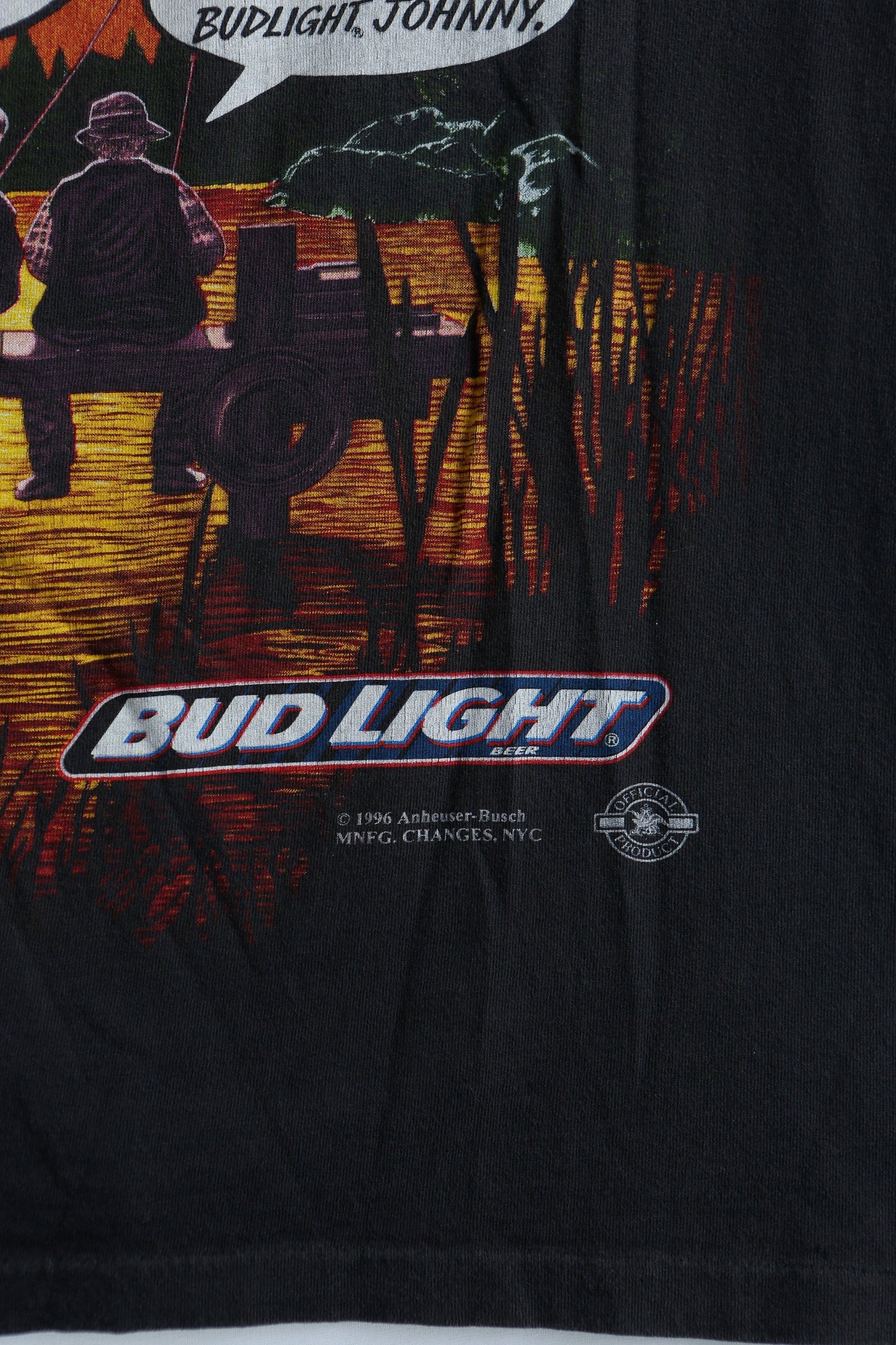 Bud light beer vintage t-shirt graphic fishing sunset i love you man