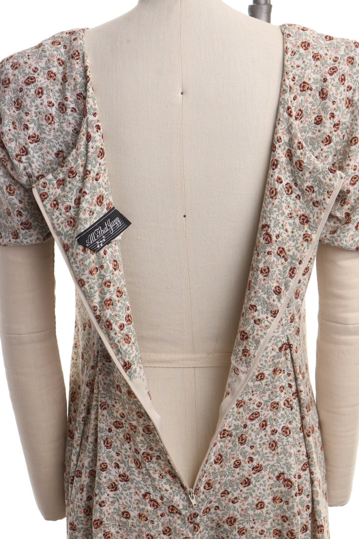 Vintage 90's romper beige floral short rayon summer women casual