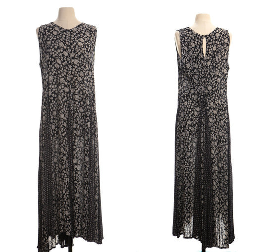 Vintage 90's floral print maxi dress black size l white