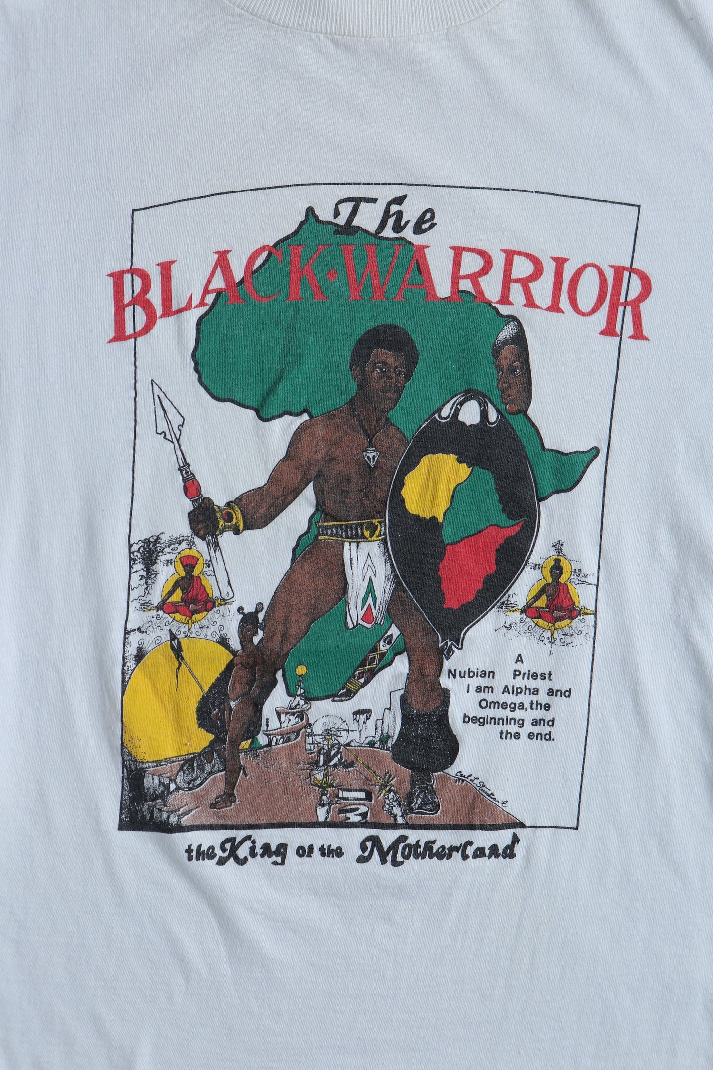 Blm black warrios africa continent nubia priest vintage white graphic t-shirt