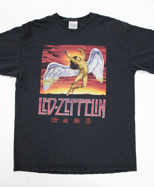 Led zeppelin angel t-shirt zoso hanes label size l large 42-44 black