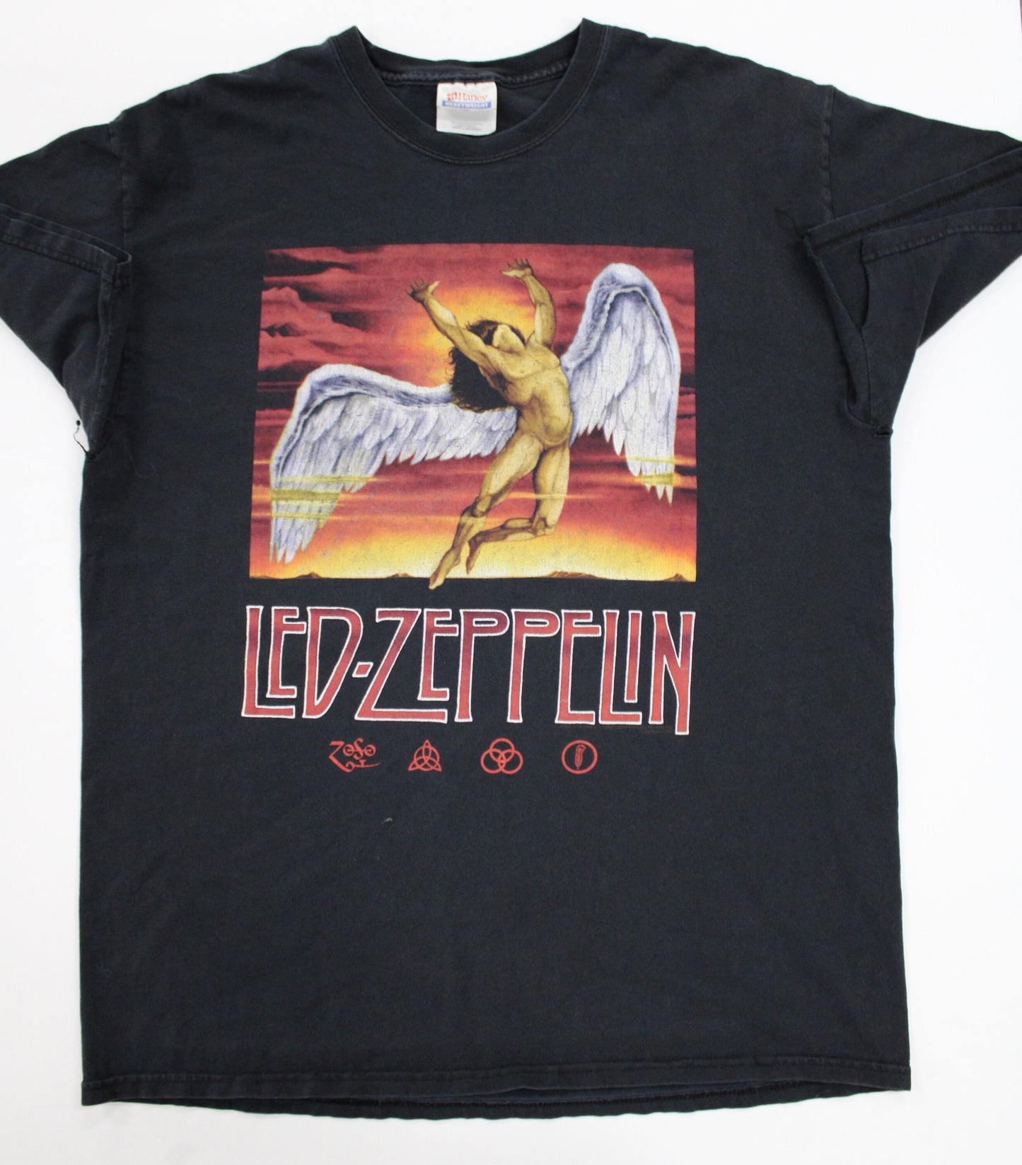 Led zeppelin angel t-shirt zoso hanes label size l large 42-44 black