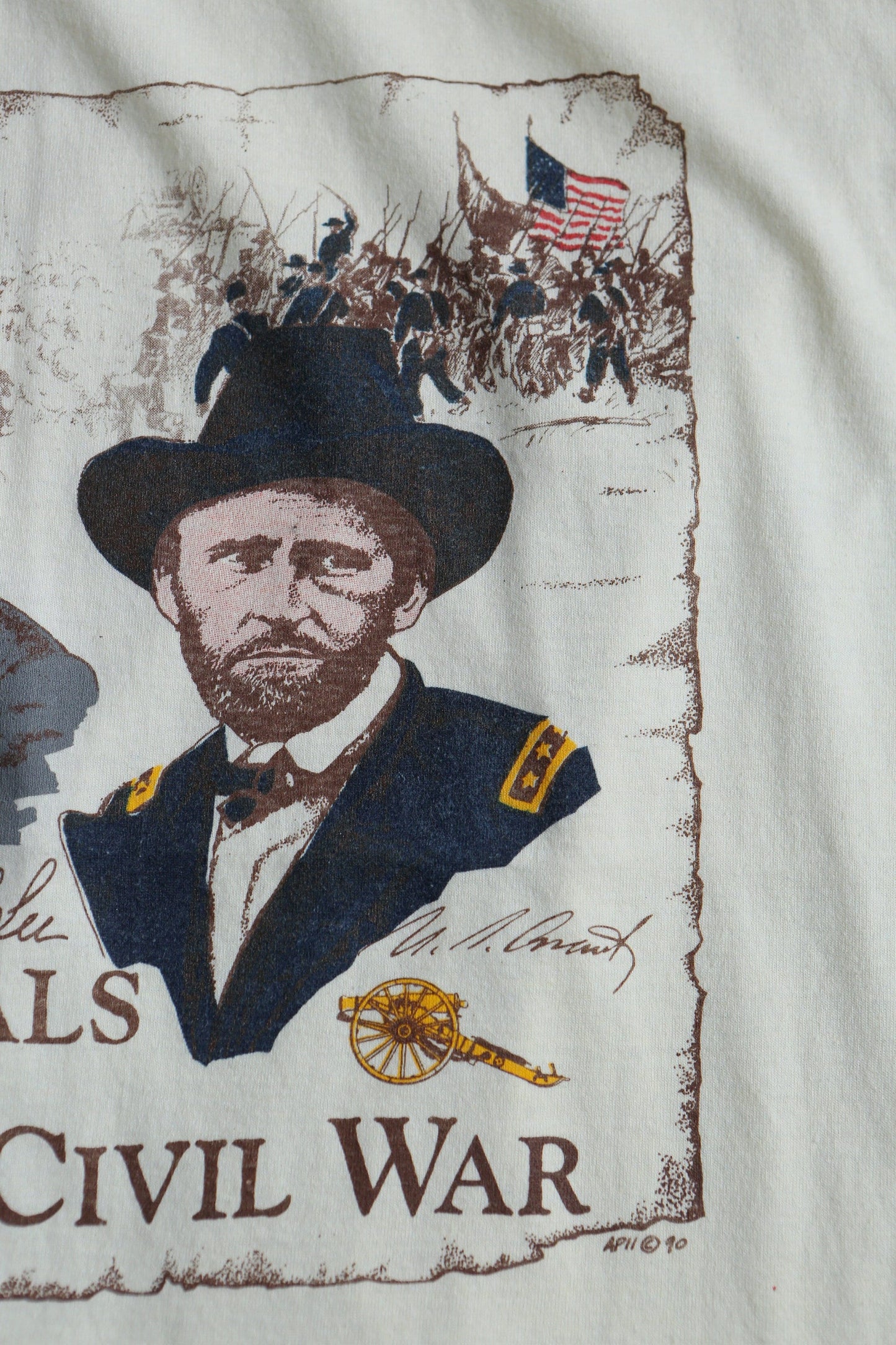 Civil war generals vintage graphic t-shirt beige usa