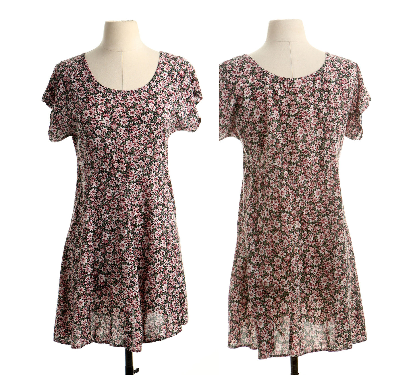 Vintage floral print summer maxi dress 90's y2k short sleeve beautiful sheer