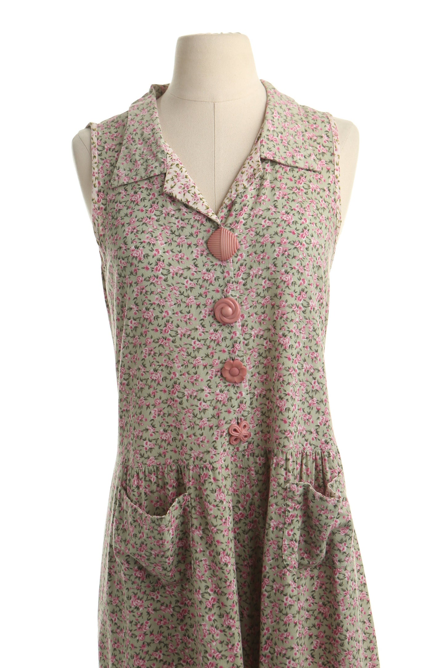 Vintage floral maxi summer dress 90's rayon beige green casual