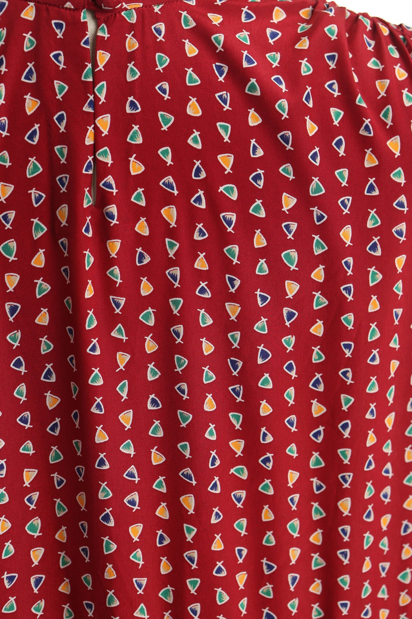 Vintage red casual 80's 70's evening dress women polyester long sleeve