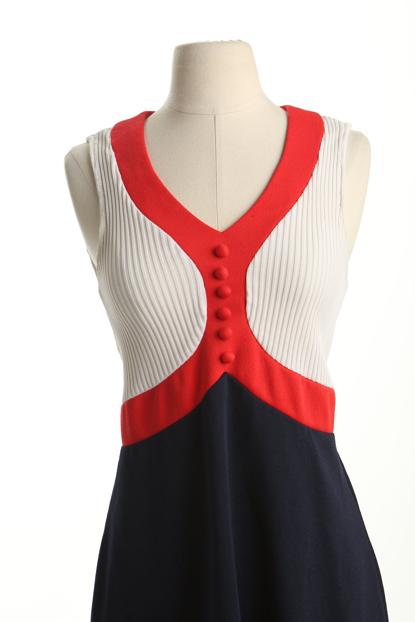 Vintage 70's disco casual dress mod summer white red blue women 60's