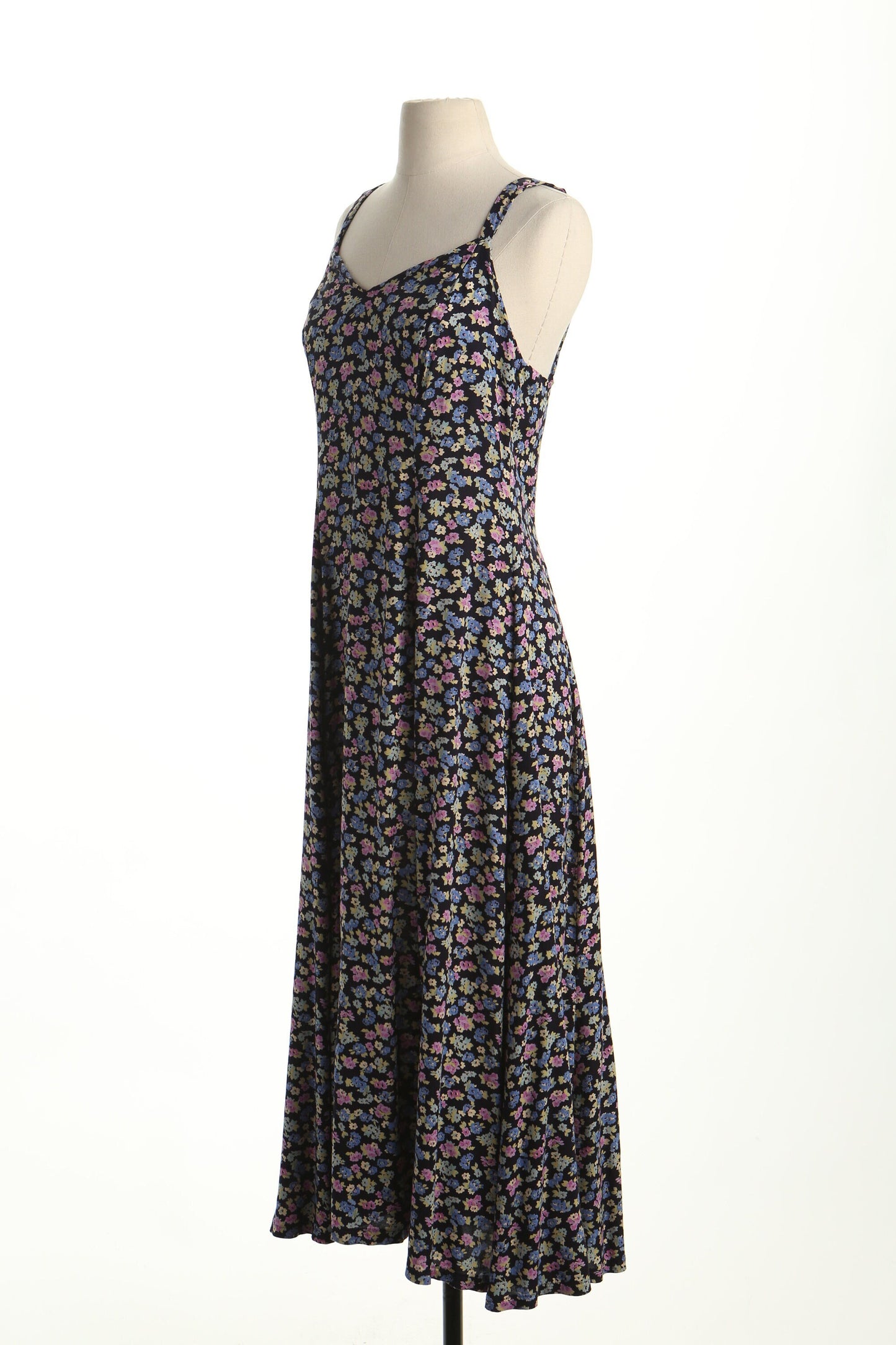 Vintage summer floral print flower 90's y2k long strap black