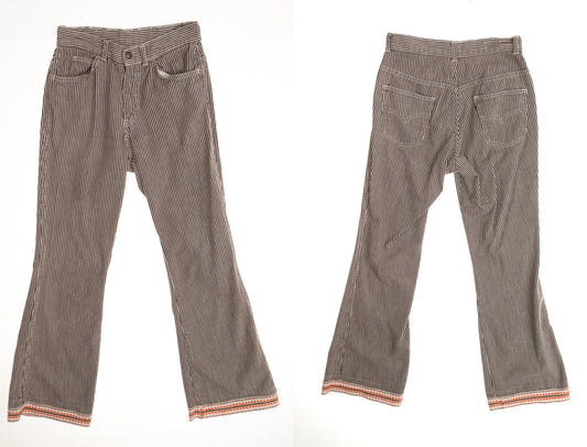 Vintage Levi's striped brown bell bottom pants 70's for gals