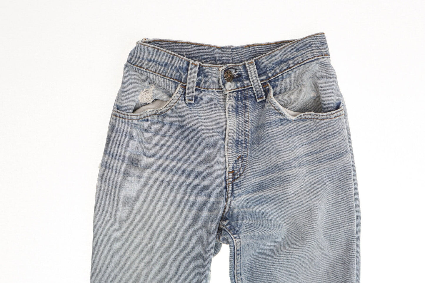 Vintage 517 levi's bell bottom high waist 70's denim pants women size 24 blue light wash