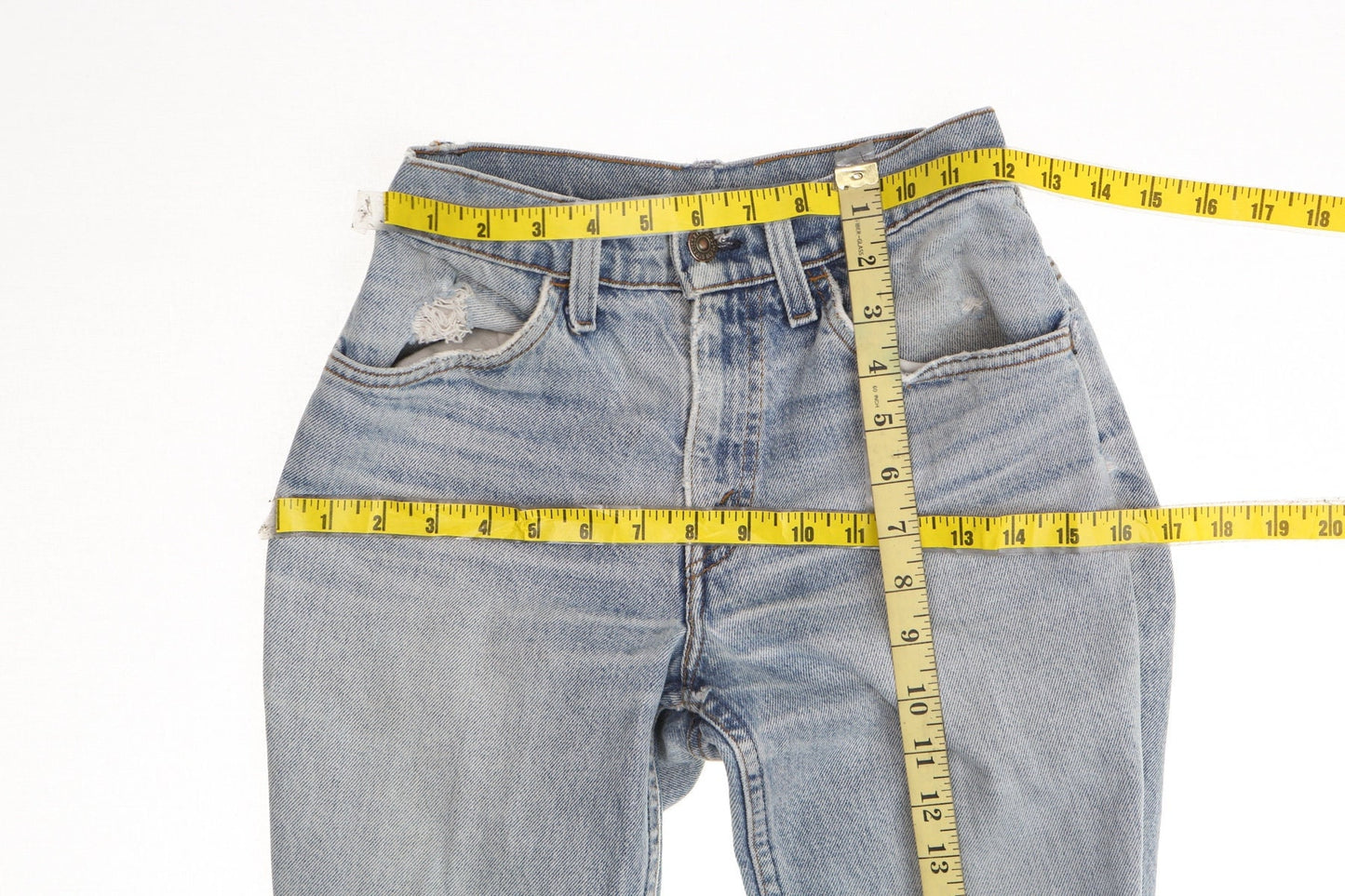 Vintage 517 levi's bell bottom high waist 70's denim pants women size 24 blue light wash