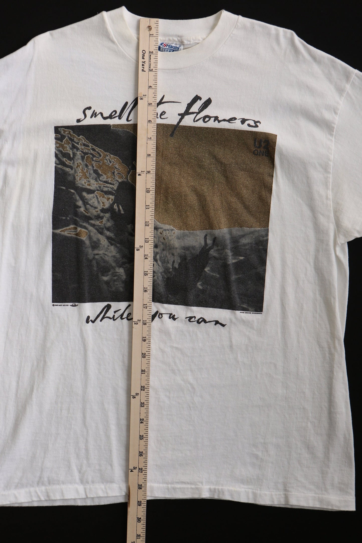 U2 one vintage t-shirt smell the flowers while you can rock band