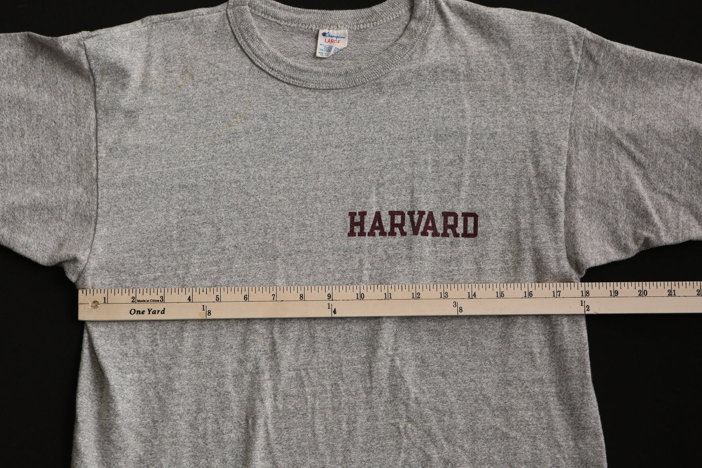 Vintage champion t-shirt gray harvard school made in usa rare large