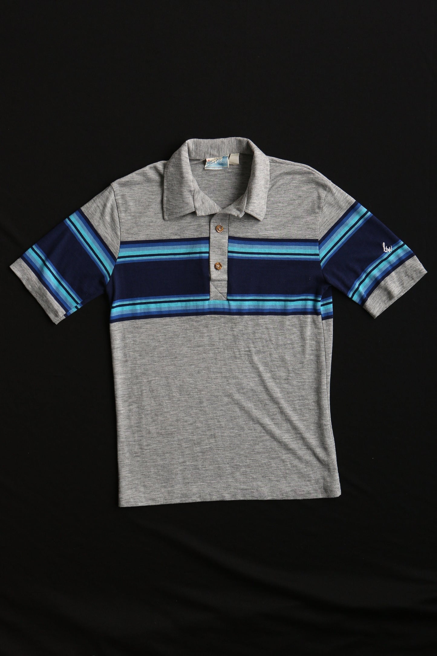 Vintage surfing t-shirt shirt blue wave striped gray blue 70's ビンテージ シャツ