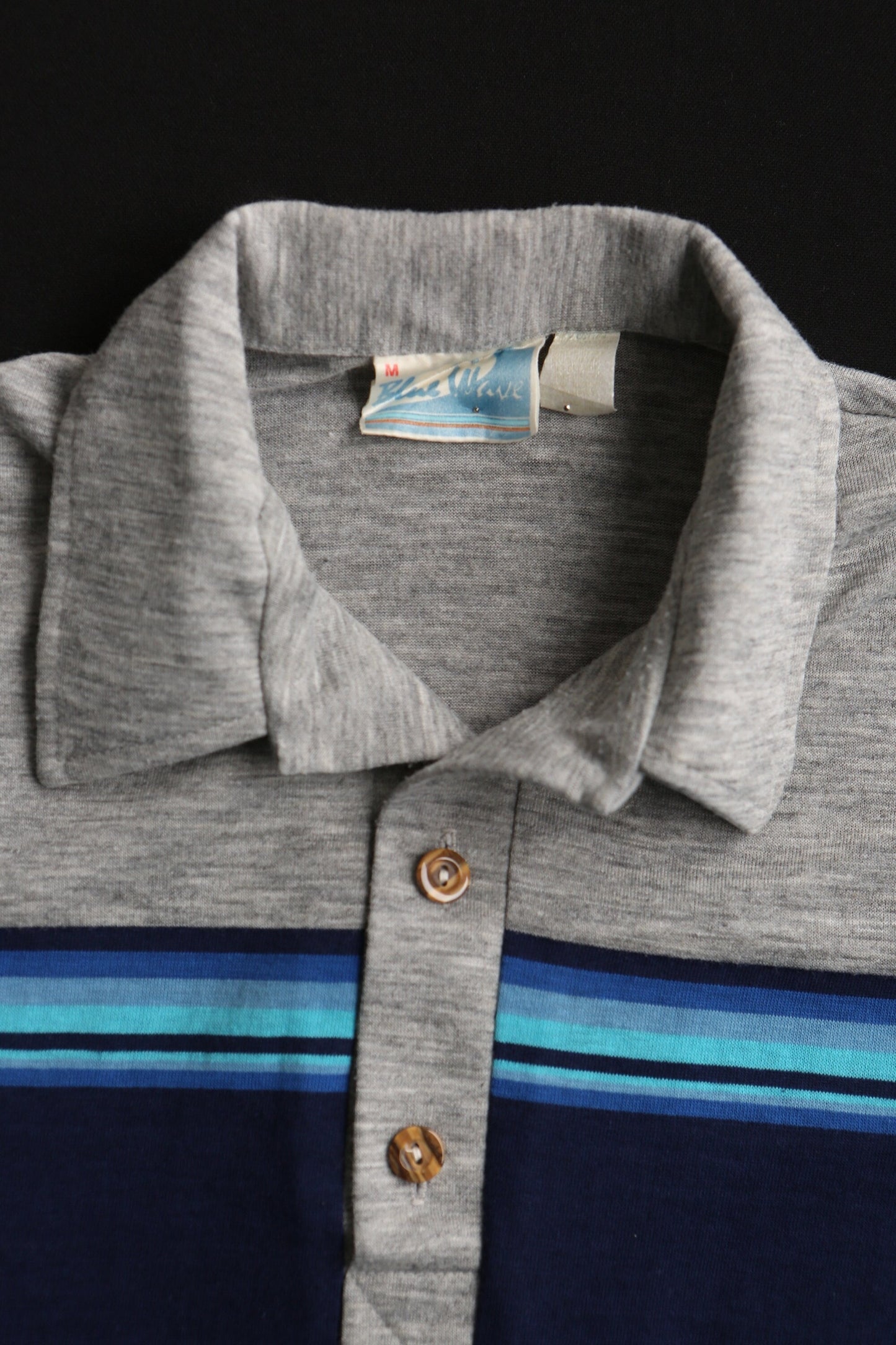 Vintage surfing t-shirt shirt blue wave striped gray blue 70's ビンテージ シャツ