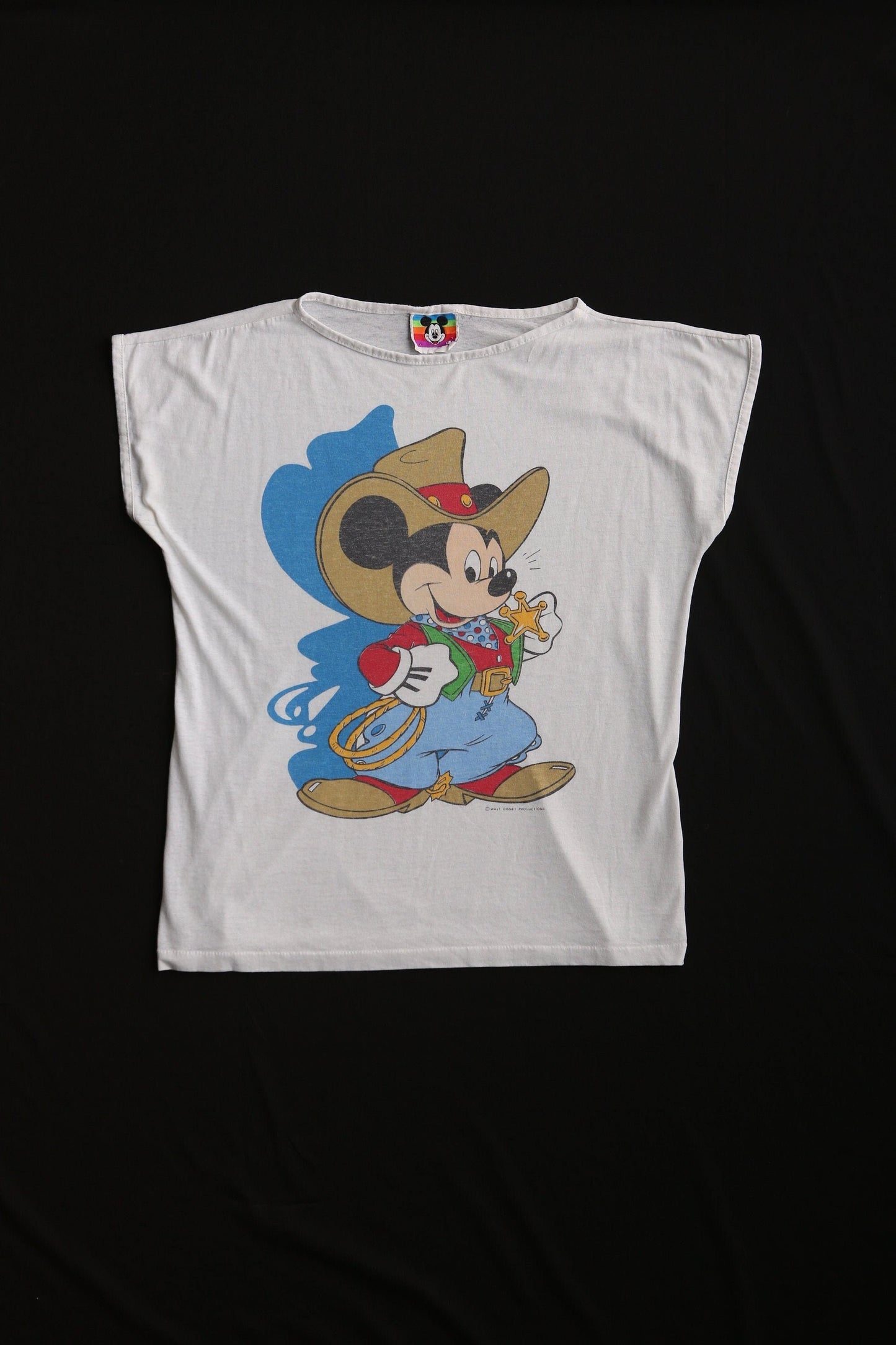 Vintage mickey mouse t-shirt cowboy western top white disney blouse