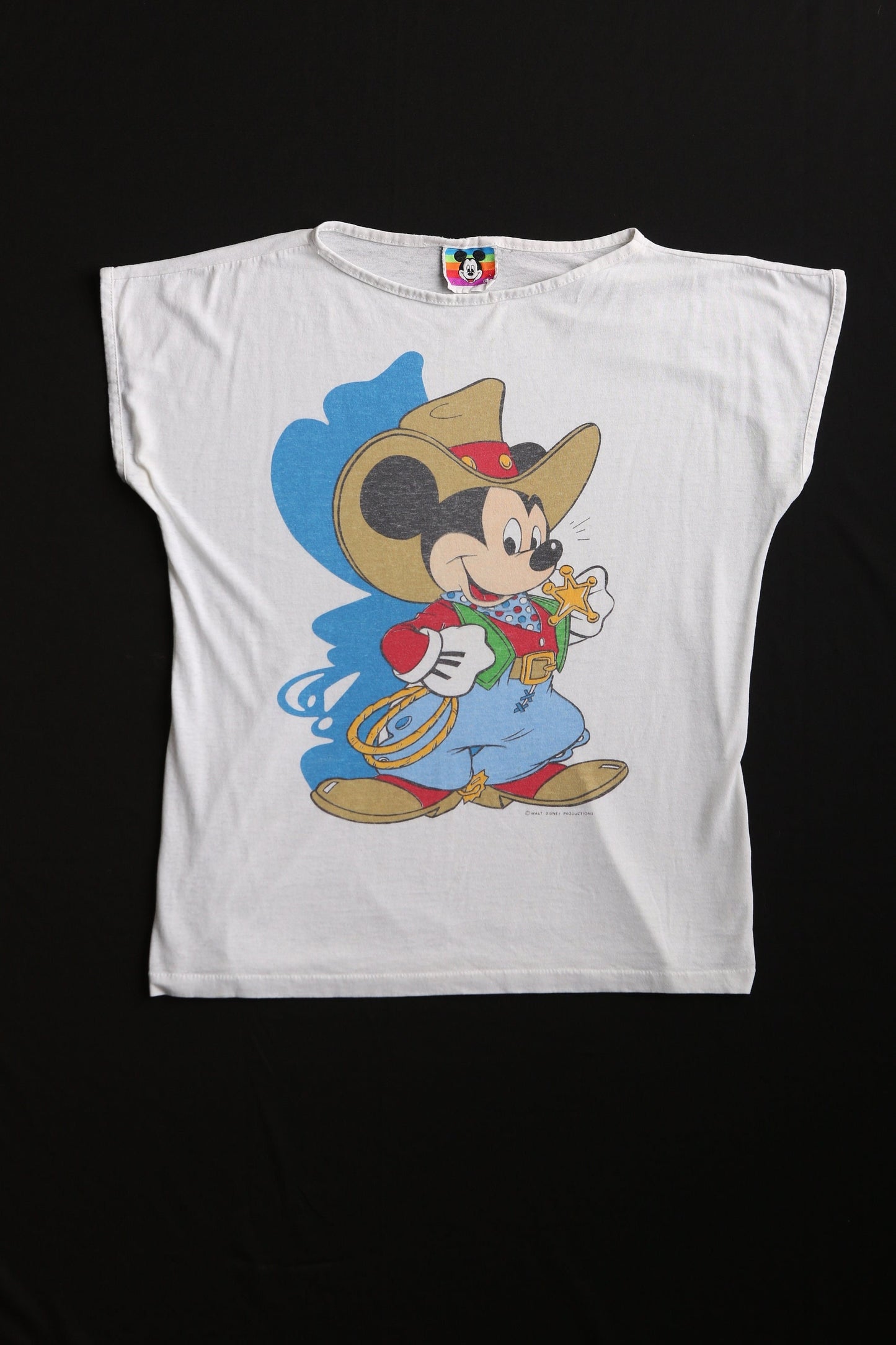 Vintage mickey mouse t-shirt cowboy western top white disney blouse