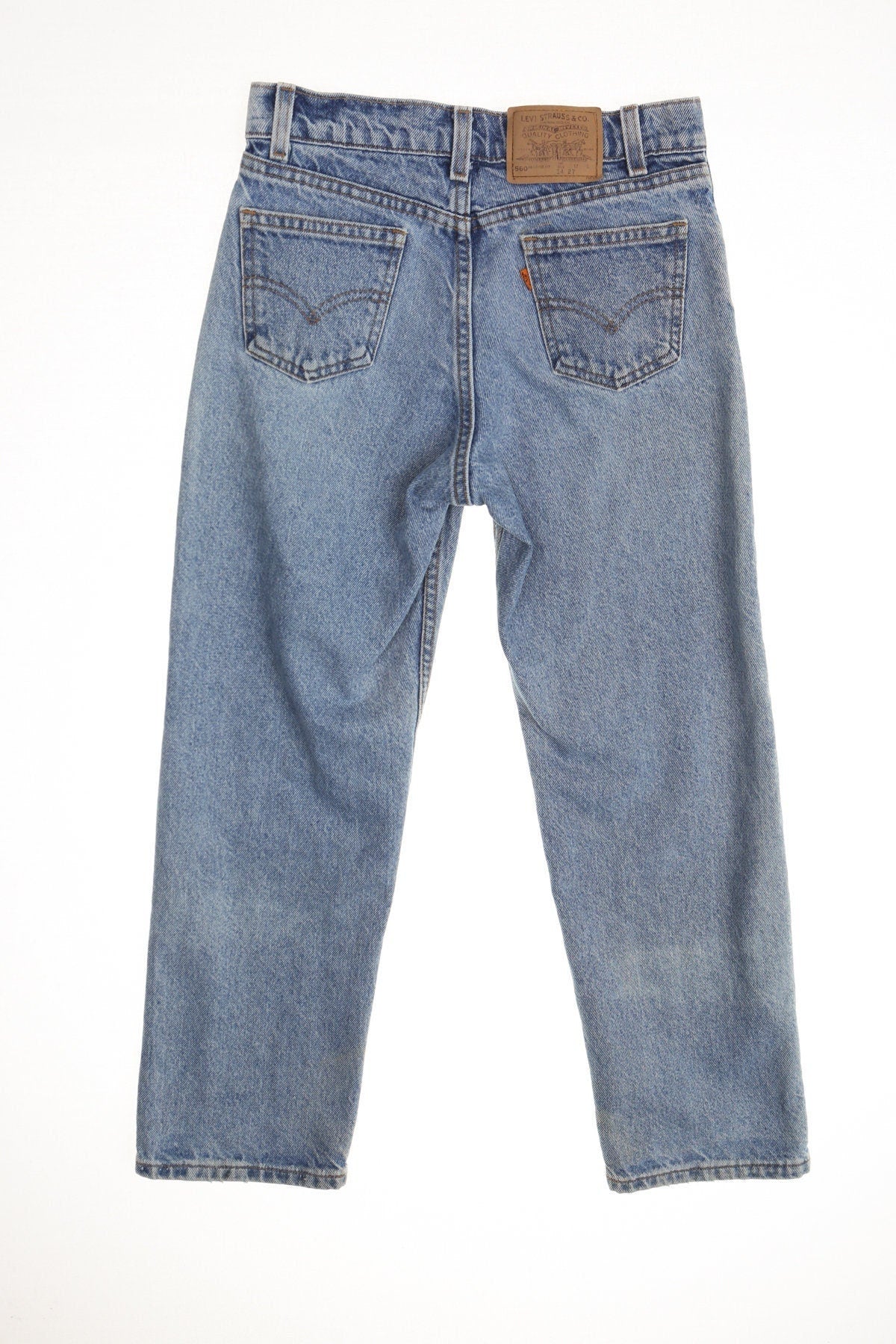 560 levi's blue denim pants high waist jeans 90's made in usa women mommy loose fit relaxed