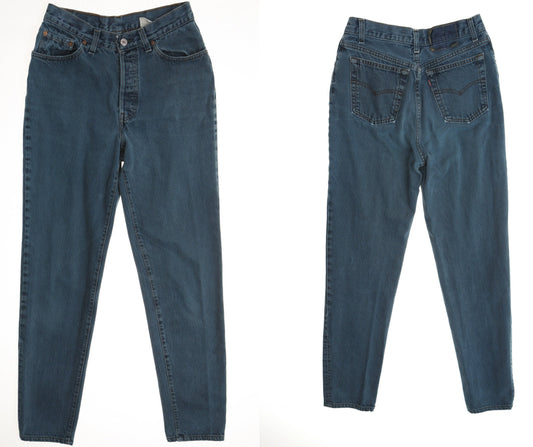 Vintage levi's jeans high waist high rise 90's y2k blue green rare made in usa button fly
