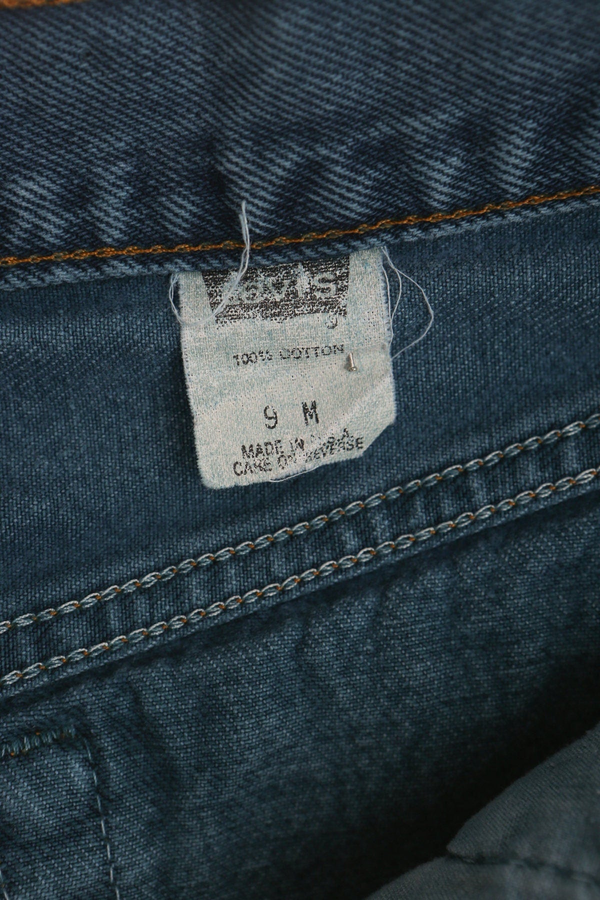 Vintage levi's jeans high waist high rise 90's y2k blue green rare made in usa button fly