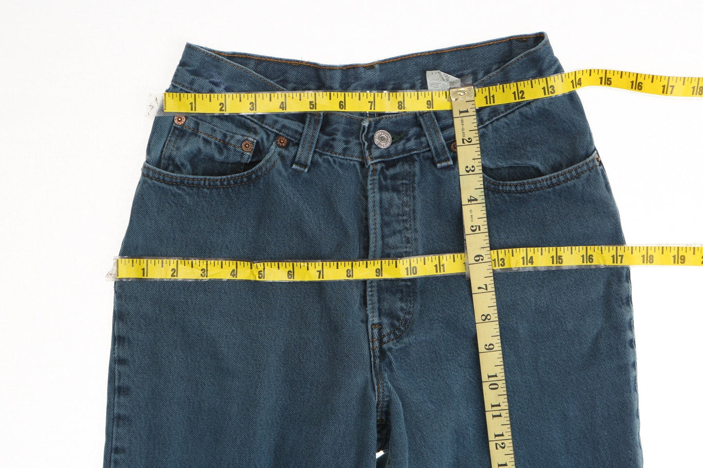 Vintage levi's jeans high waist high rise 90's y2k blue green rare made in usa button fly