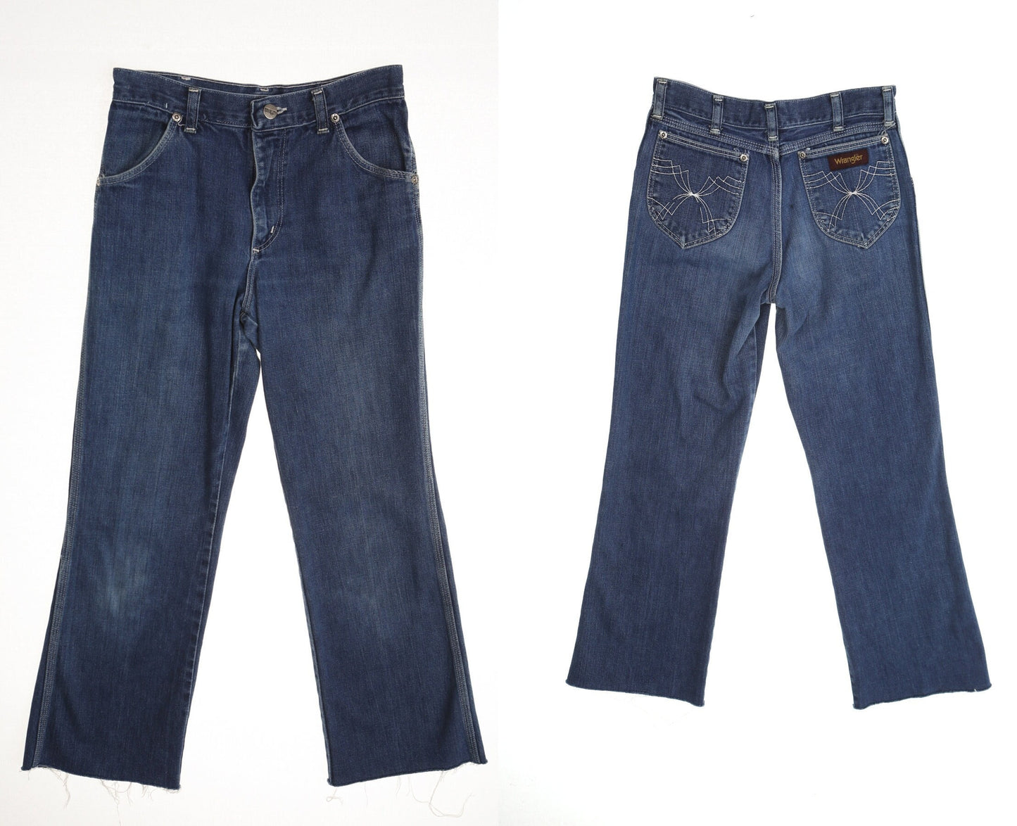 Vintage women wrangler denim pants 70's 80's straight leg disco embroidered