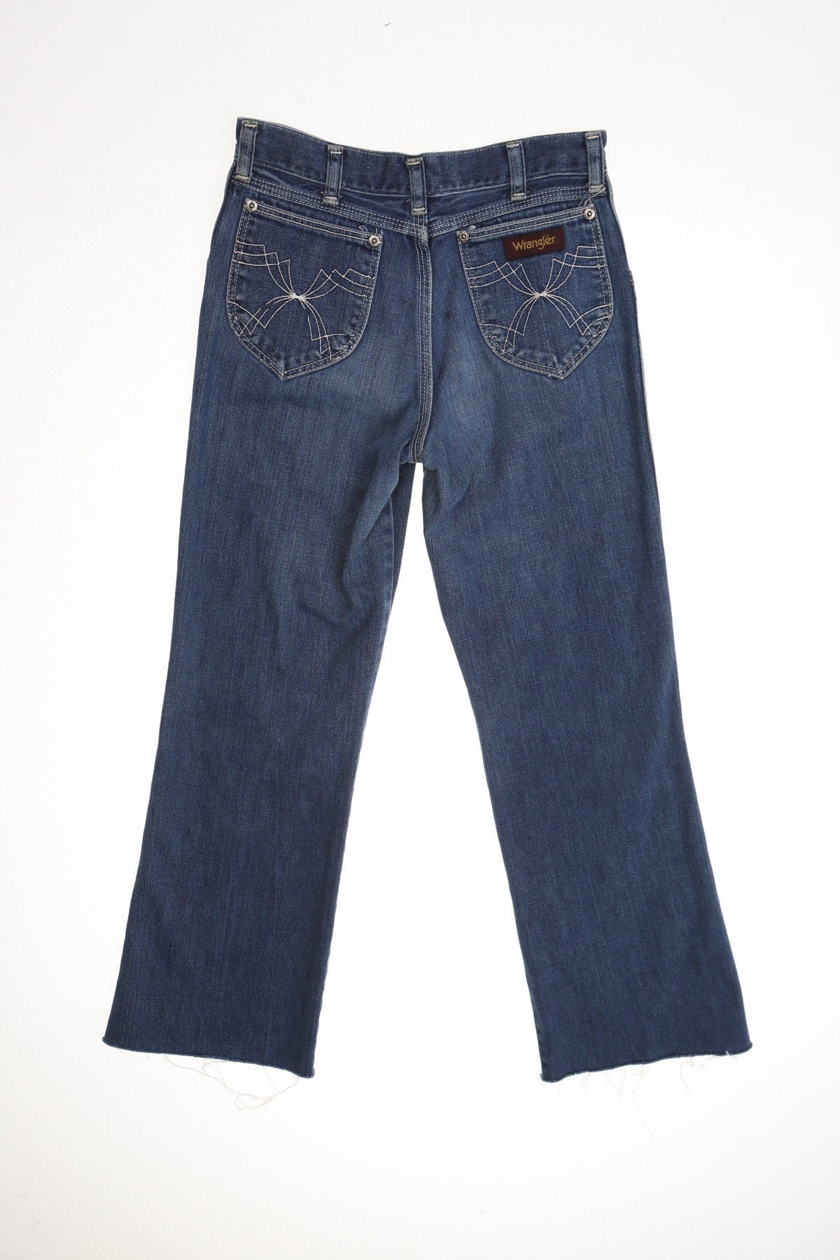 Vintage women wrangler denim pants 70's 80's straight leg disco embroidered