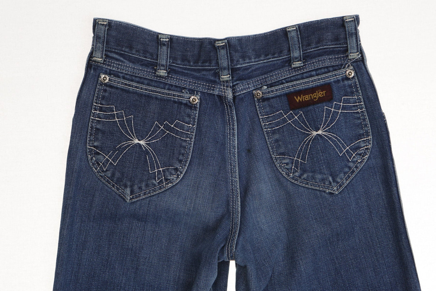 Vintage women wrangler denim pants 70's 80's straight leg disco embroidered