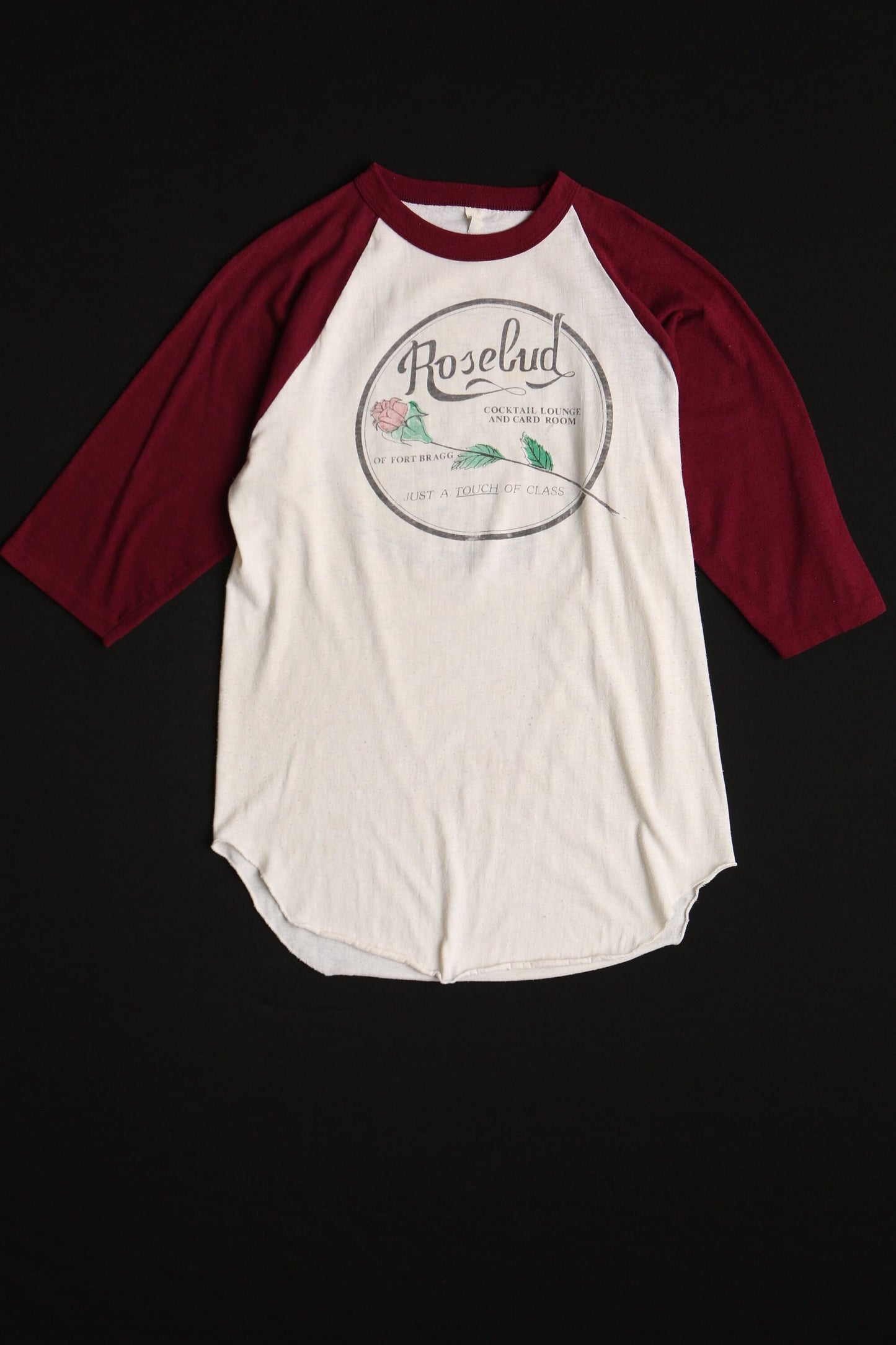 Vintage baseball t-shirt graphic poker fort bragg cocktail lounge card room rosebud