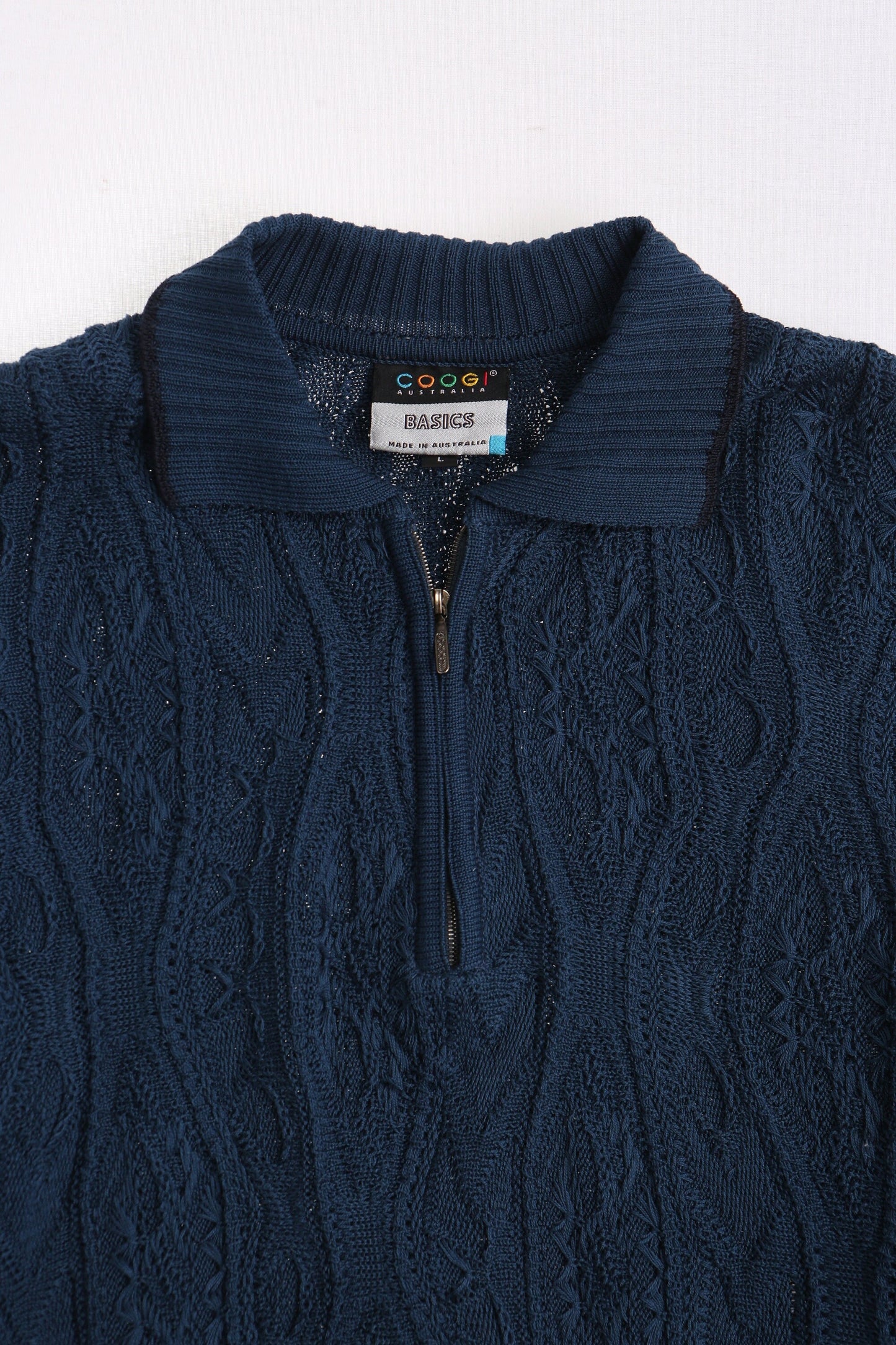 Coogi sweater blue pullover zipper men y2k