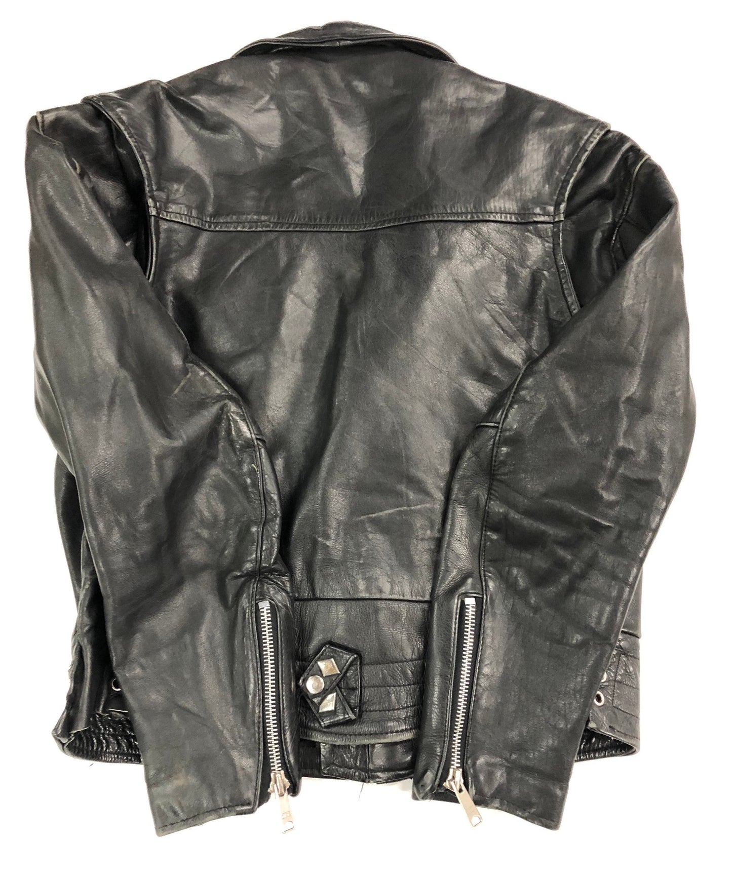 Motorcycle studded ykk zipper steel zipper black jacket leather biker vintage men