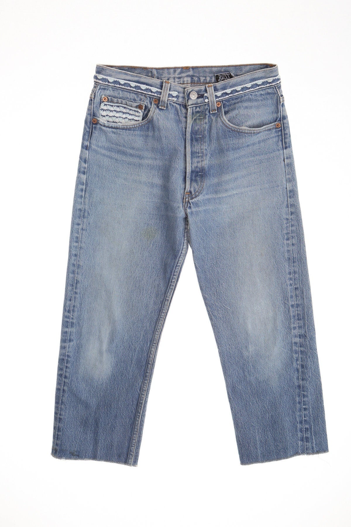 501 levi's denim pants jeans costume made 90's lace high waist buzz 18