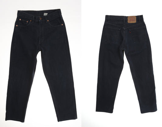 Vintage 554 levi's jeans black high waist made in usa 90's 28 waist rare