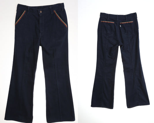 Vintage levi's blue bell bottom 70's hippie disco men white tab