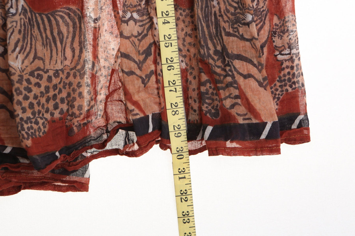 Vintage women tiger print boho skirt indian 70's hippie brown