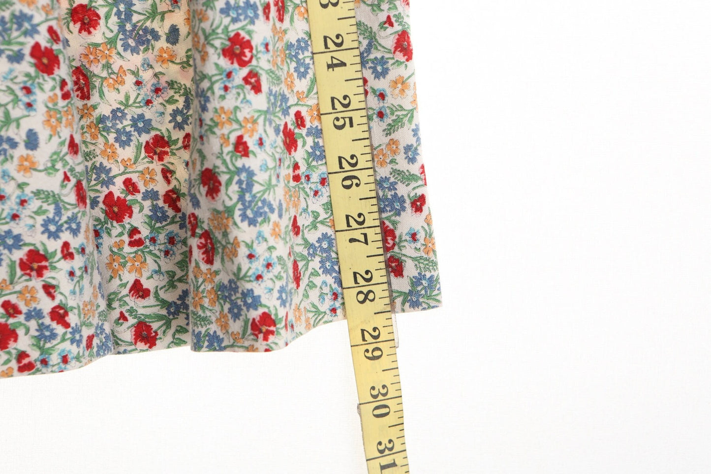 Vintage women floral print white cotton summer 80's 70's flower skirt casual