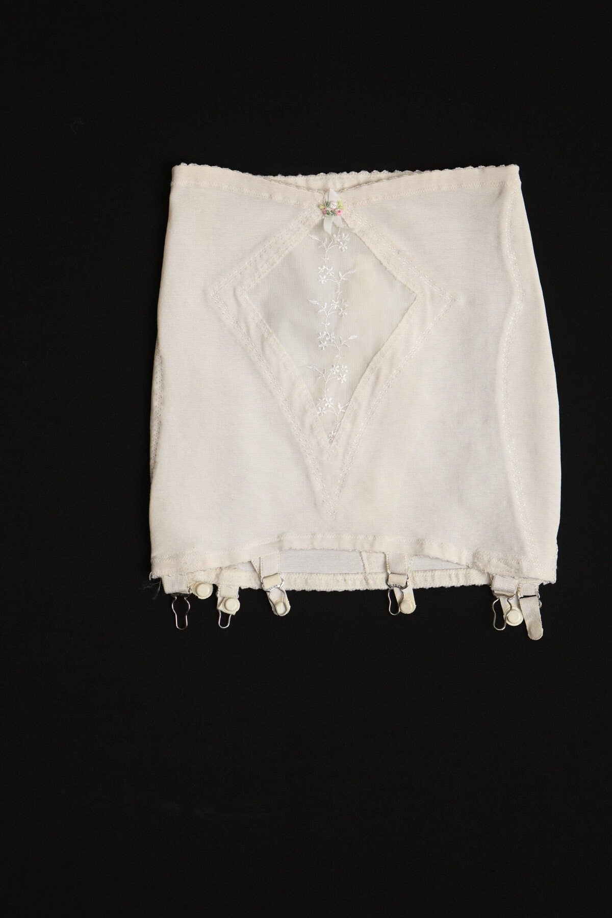 Vintage women lingerie skirt white spandex strap garter 50's