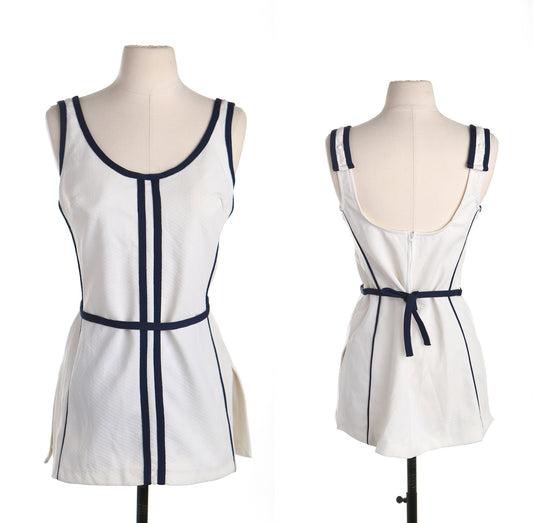 Vintage swimsuit women 60's 70's white dress beach wear pool wear