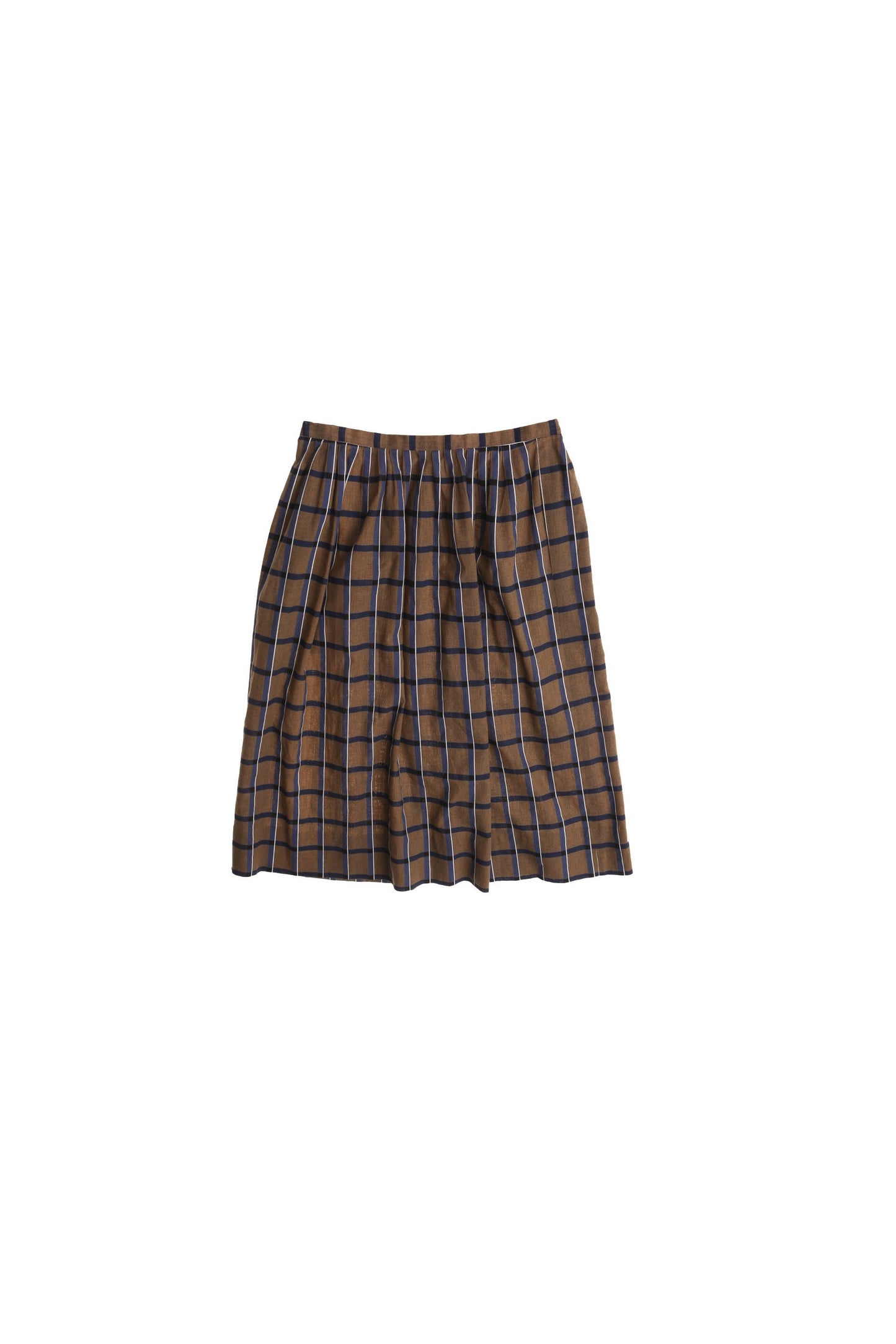 Vintage brown plaid skirt cotton summer casual school 70's 80's women made in usa