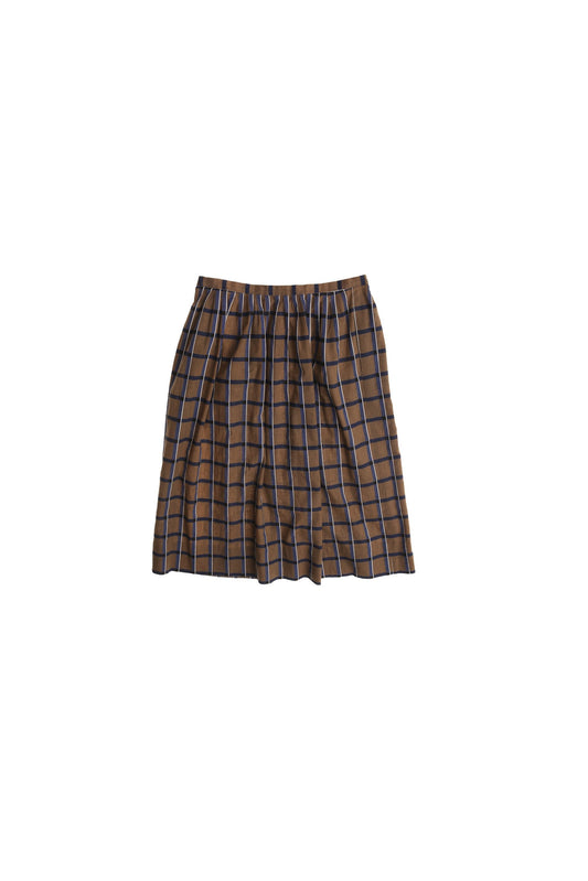 Vintage brown plaid skirt cotton summer casual school 70's 80's women made in usa