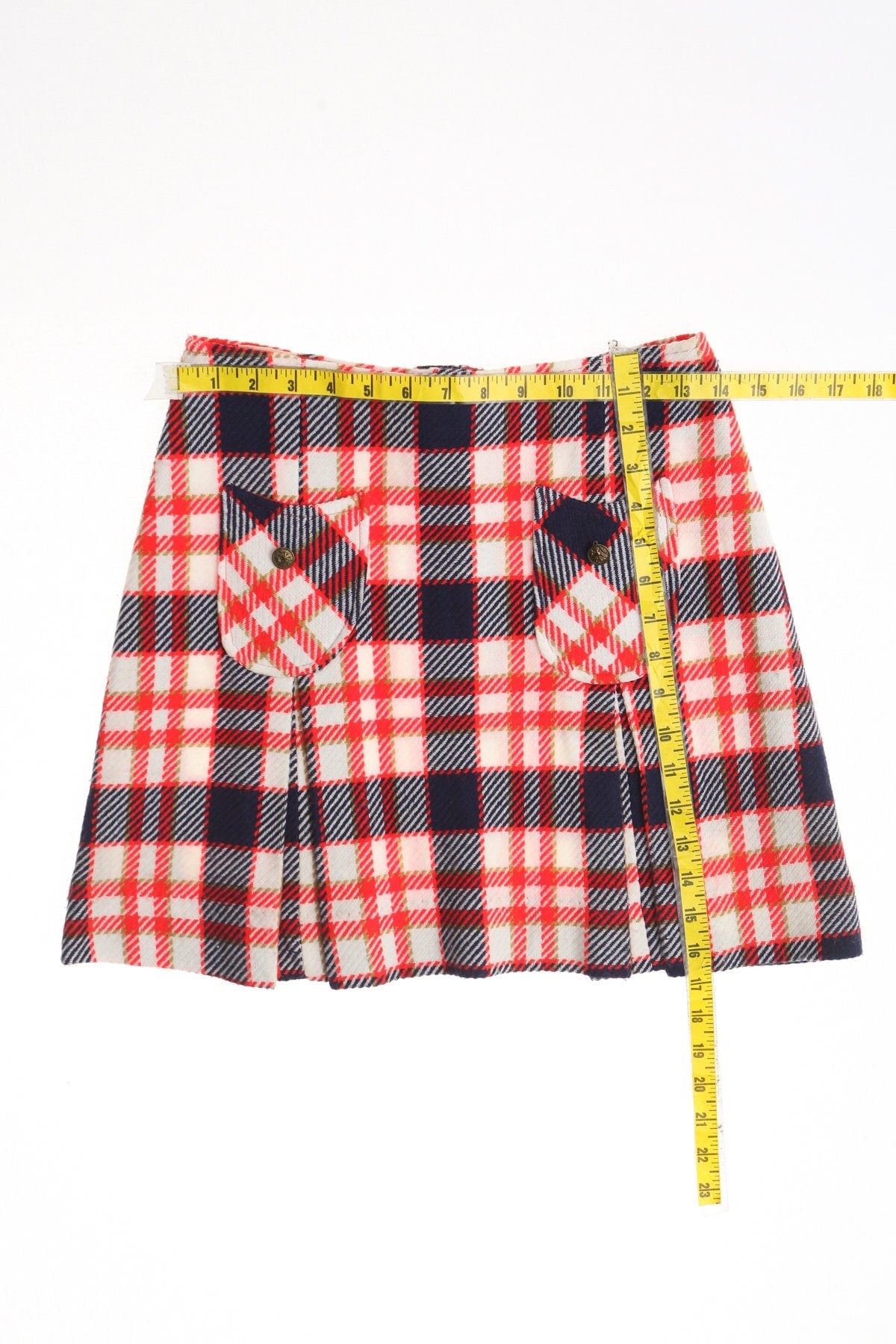 Vintage 70's poly skirts plaid mod short red blue white tennis women