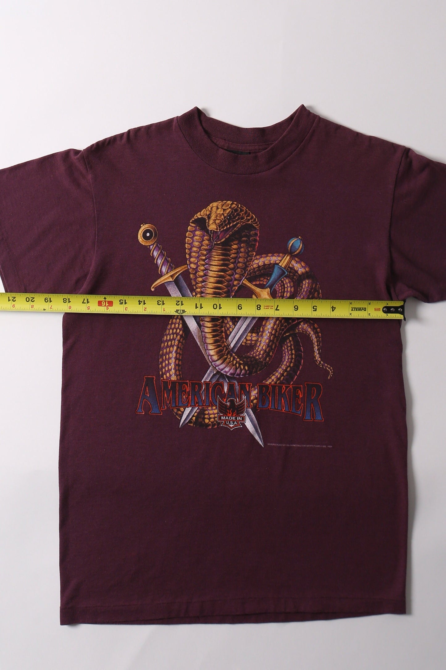 Vintage biker t-shirt burgandy made in usa american biker cobra snake swords t-シャツ ビンテージ シャツ