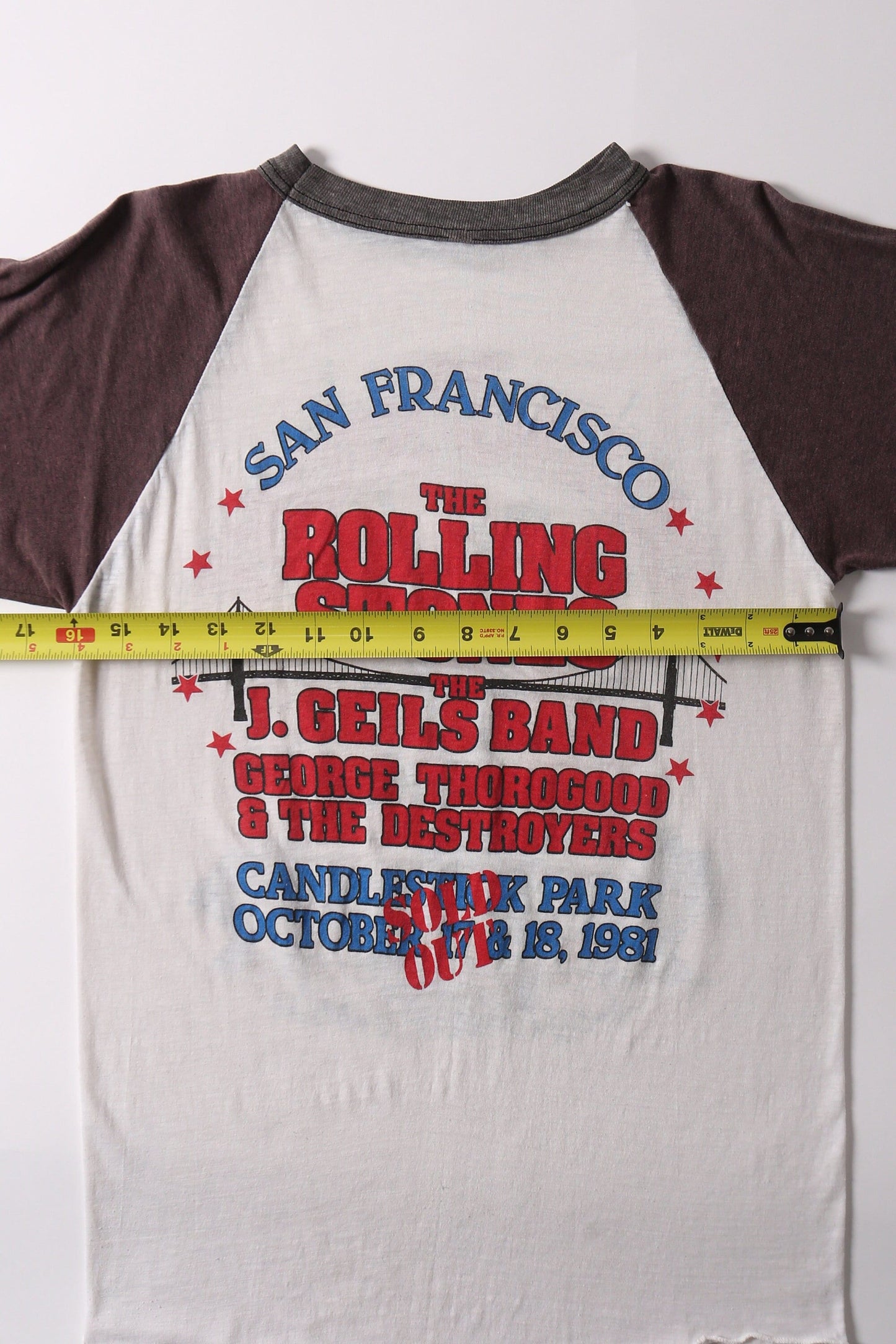 The rolling stones vintage concert t-shirt san francisco 1981 baseball t-shirt the destroyers george thorogood the j geils band ビンテージ シャツ