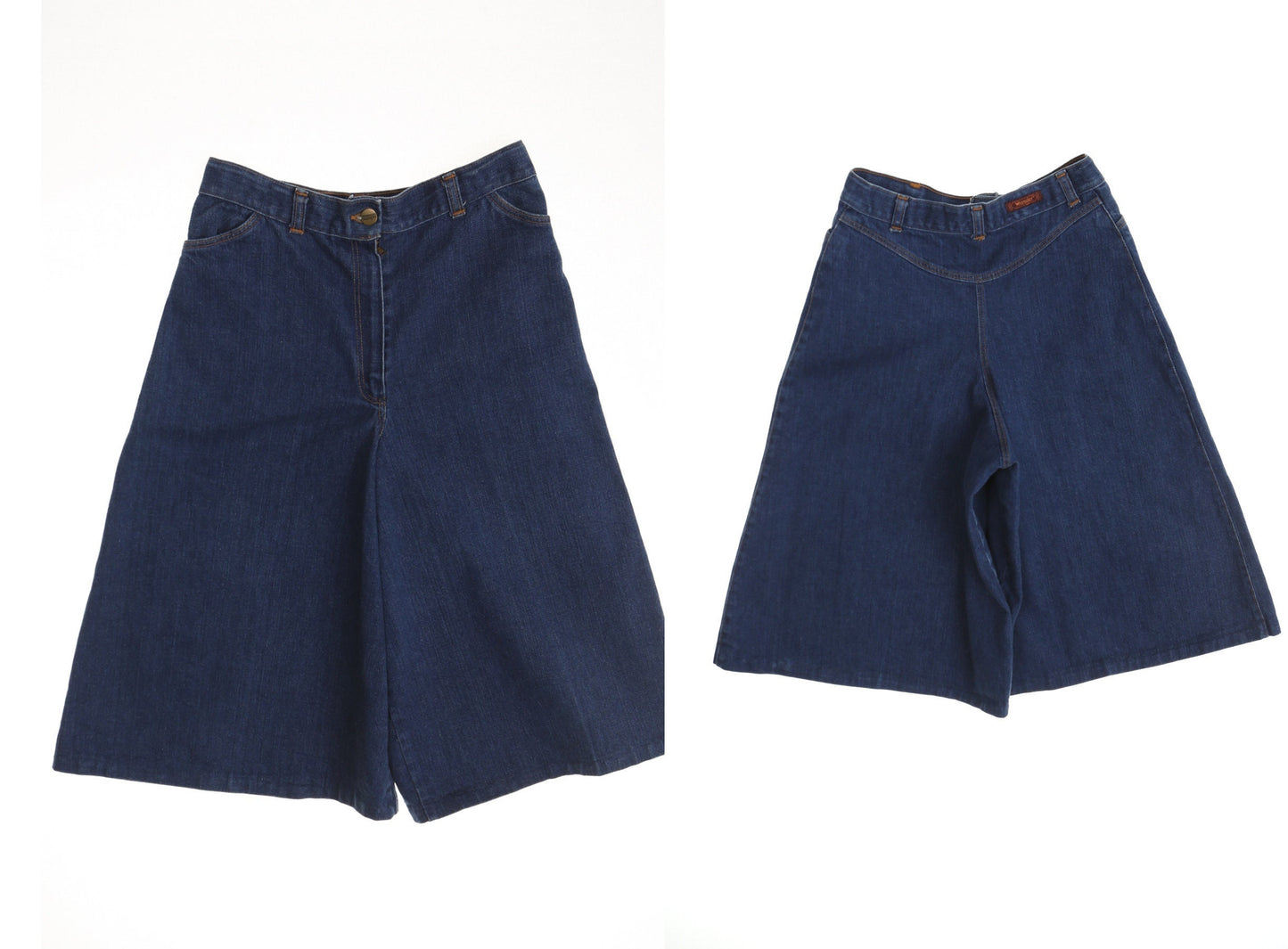 Vintage women 70's capri wrangler denim short bell bottom hippie boho casual