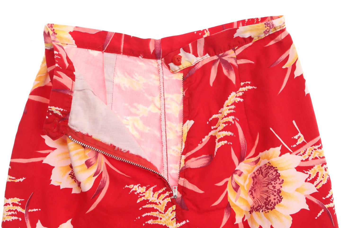 Vintage women 50's 40's beach swim short red floral print pin up high waist rockabilly
